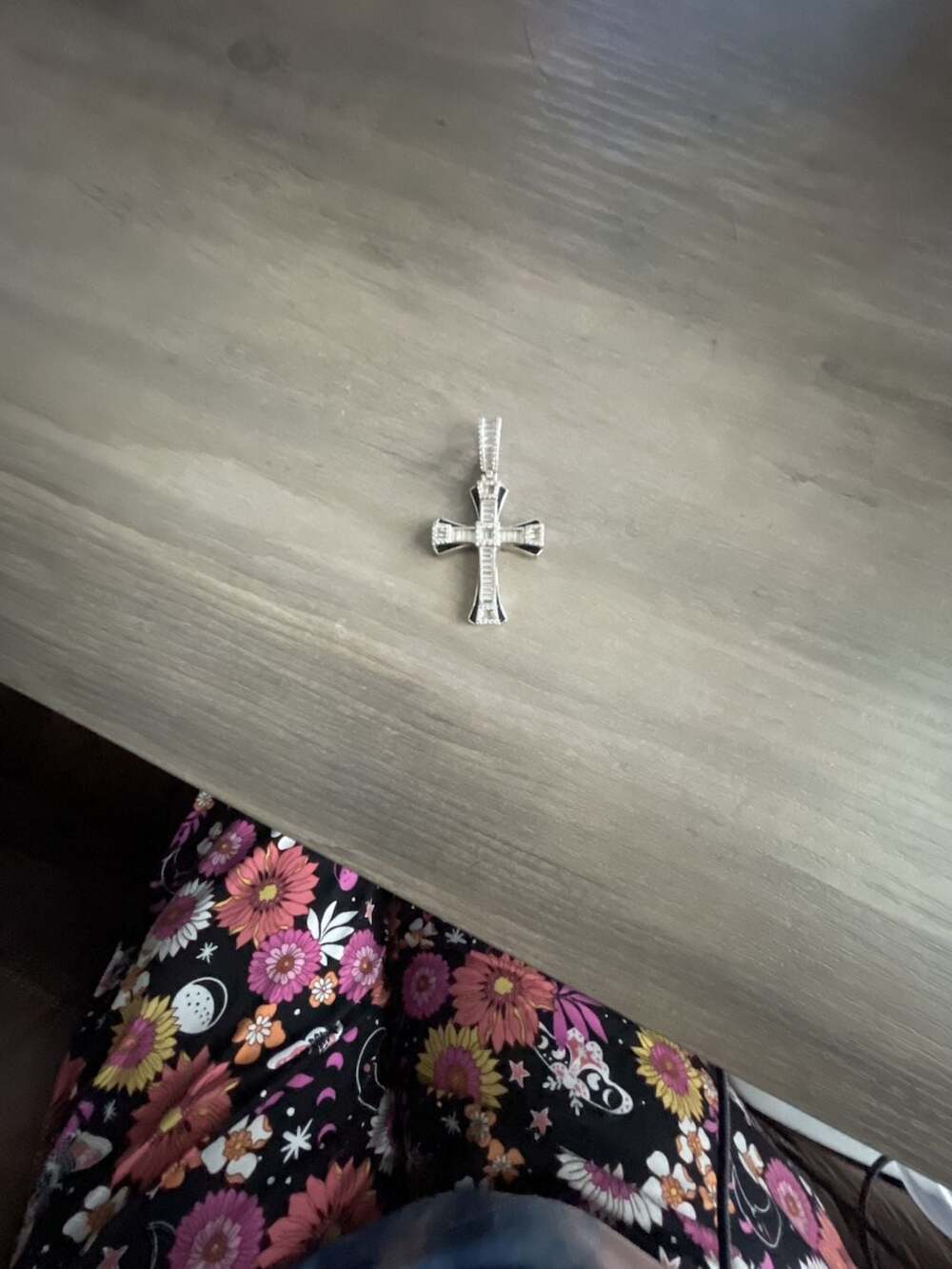 Moissanite Sterling Silver Cross Pendant